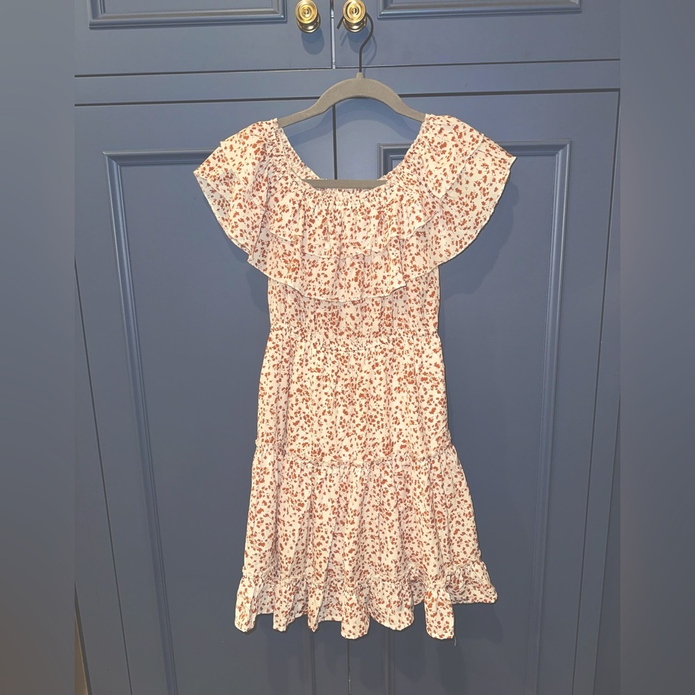 Ruffled off the shoulder, Molly Green dress